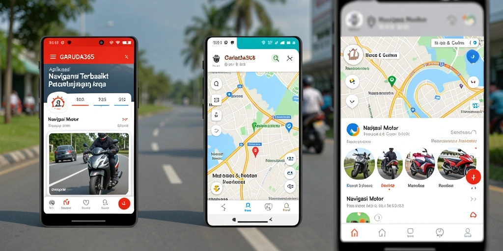 Antarmuka GARUDA365 yang sederhana dan informatif untuk navigasi motor.