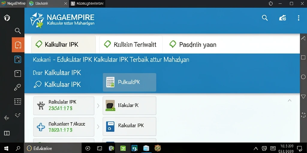 Screenshot NAGAEMPIRE menampilkan antarmuka Kalkulator IPK yang sederhana dan efektif.