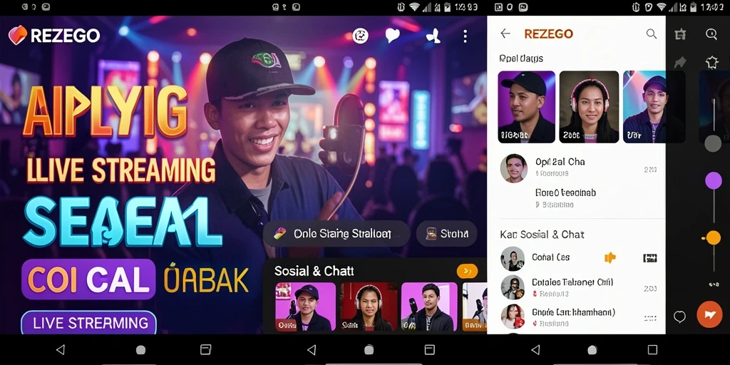 Tampilan antarmuka Live Streaming yang menarik dan interaktif di REZEGO.