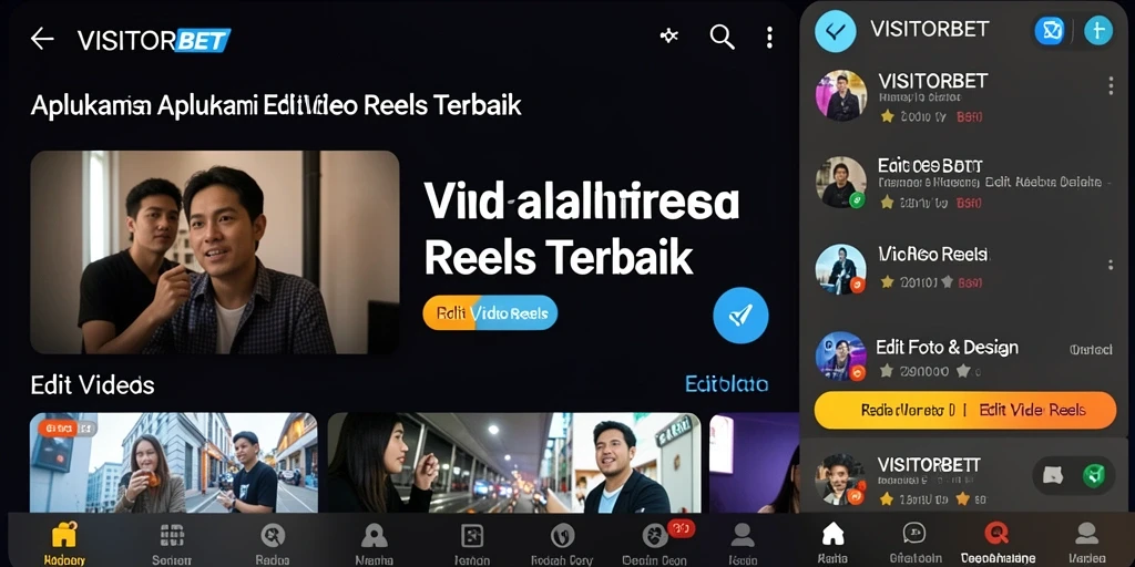 Tampilan antarmuka sederhana dan fungsi lengkap dari VISITORBET untuk Edit Video Reels.