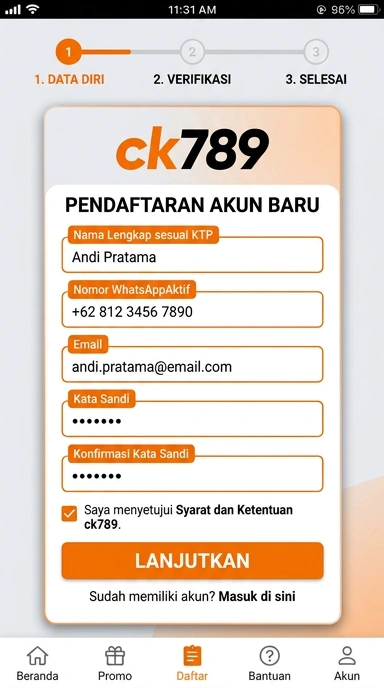 Cara Mudah Daftar Akun ck789 untuk Pengguna Android